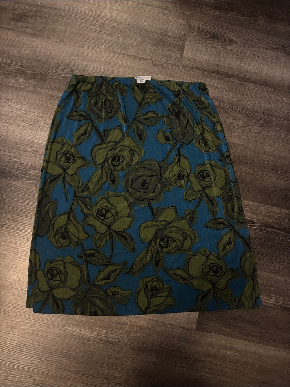 Kathy Ireland floral Print Blue & Olive Skirt XL